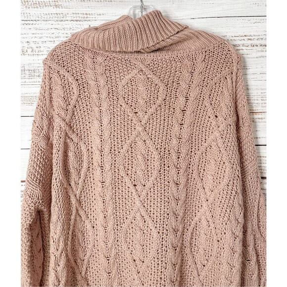 Joie Women's Cable Knit Cowl Neck High Low Pullover Sweater Blush Pink Sz Small - Picture 9 of 11